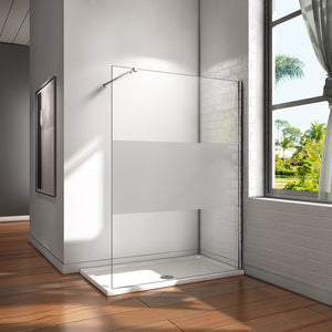 Aica Italy - box doccia walk in parete fissa con barra stabilizzatrice cristallo 8mm temperato anticalcare