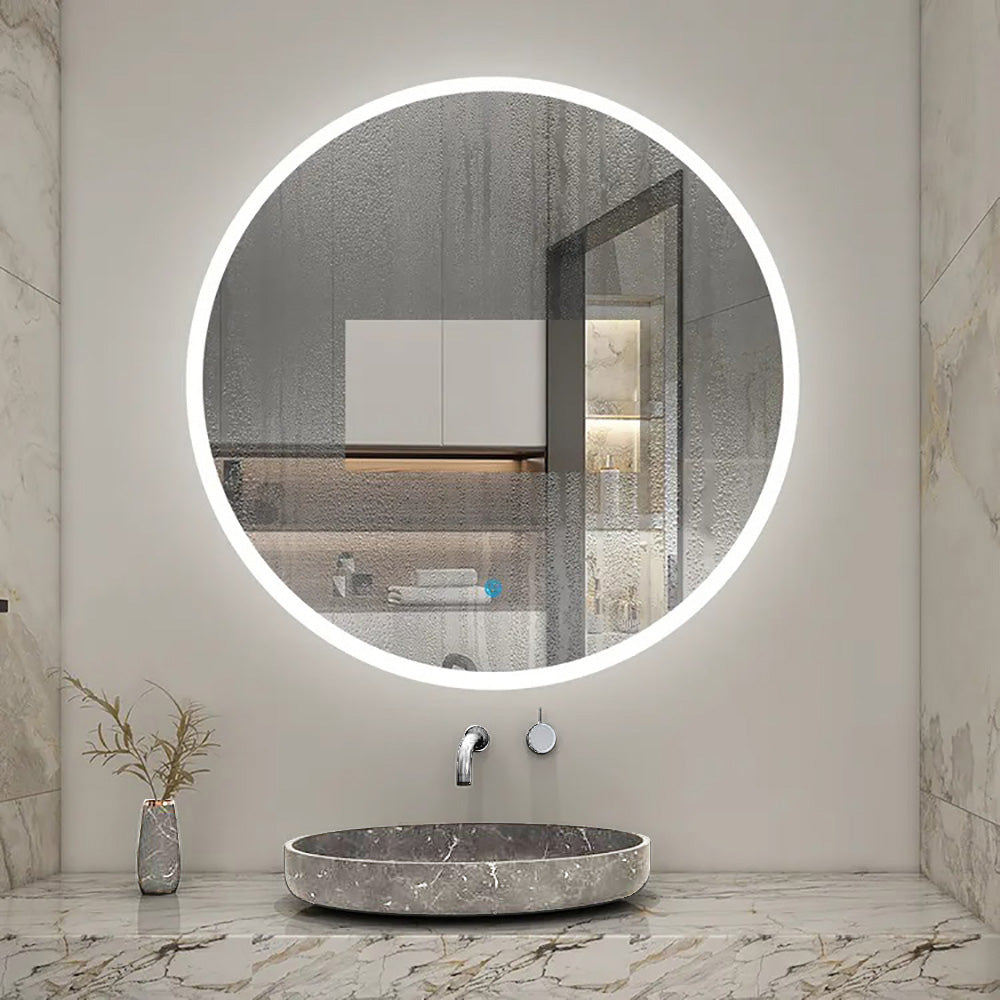 AICA 70x70cm Specchio Da Bagno Rotondo A LED, Pulsante A Sfioramento Antiappannamento Dimmerabile Allinfinito 84631737