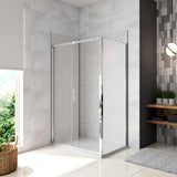 Box Doccia Angolare Porta Scorrevole con Parete Fissa Vetro Temperato 5mm Satinato Opaco H.185cm - Consegna gratuita