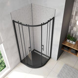 Box Doccia Semicircolare Ante Scorrevoli Vetro Temperato 5mm Trasparente Profilo Nero Opaco - Consegna gratuita