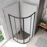 Box Doccia Semicircolare Ante Scorrevoli Vetro Temperato 5mm Trasparente Profilo Nero Opaco - Consegna gratuita