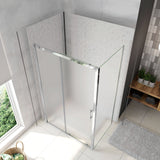 Box Doccia Angolare Porta Scorrevole con Parete Fissa Vetro Temperato 5mm Satinato Opaco H.185cm - Consegna gratuita