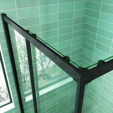Box Doccia Angolare Porte Scorrevoli Vetro 6mm Temperato Trasparente Anticalcare Profilo Nero Opaco Piatto Doccia incluso - Consegna gratuita