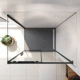 195cm Box Doccia Angolare Porta Scorrevole con Parete Fissa Vetro 8mm Temperato Anticalcare Trasparente Profilo Nero Opaco Softclose - Consegna gratuita