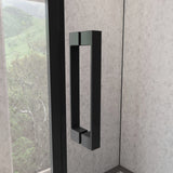 195cm Box Doccia Angolare Porta Scorrevole con Parete Fissa Vetro 8mm Temperato Anticalcare Trasparente Profilo Nero Opaco Softclose - Consegna gratuita