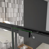 195cm Box Doccia Angolare Porta Scorrevole con Parete Fissa Vetro 8mm Temperato Anticalcare Trasparente Profilo Nero Opaco Softclose - Consegna gratuita