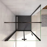 190cm Box Doccia Angolare Porta Battente Pieghevole con Parete Fissa in Vetro Temperato 5mm Anticalcare Barra Stabilizzatrice da 90cm Nera Opaca - Consegna gratuita