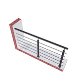 Ringhiera Parapetto in Alluminio Nero Opaco o Argento Opaco 200x100cm a Fissaggio a Pavimento, con supporto di collegamento a Parete Nero opaco - Consegna gratuita