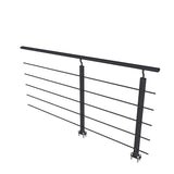 Ringhiera Parapetto in Alluminio Nero Opaco o Argento Opaco 200x100cm a Fissaggio a Pavimento, con supporto di collegamento a Parete - Consegna gratuita