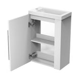 Aica Mobile Bagno Monoblocco Sospeso 44×23×60 cm per Piccoli Spazi con Maniglia e Lavabo in Alluminio - Consegna gratuita