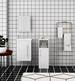 Aica Mobile Bagno Monoblocco Sospeso 44×23×60 cm per Piccoli Spazi con Maniglia e Lavabo in Alluminio - Consegna gratuita