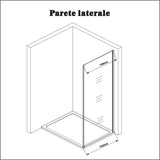 190cm Box Doccia Angolare Porta Battente Pieghevole con Parete Fissa in Vetro Temperato 5mm Anticalcare Barra Stabilizzatrice da 45cm Nera Opaca - Consegna gratuita