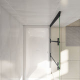 Parete Doccia Per Vasca da Bagno 130x140 cm 3 Ante Movibili Pieghevoli a Libro in Vetro Temperato 6 mm Trasparente Anticalcare Telaio Nero Opaco - Consegna gratuita