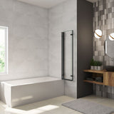 Parete Doccia Per Vasca da Bagno 130x140 cm 3 Ante Movibili Pieghevoli a Libro in Vetro Temperato 6 mm Trasparente Anticalcare Telaio Nero Opaco - Consegna gratuita