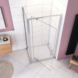 185cm Box Doccia Angolare Porta Girevole Battente con Parete Fissa in Vetro Temperato Trasparente 5mm Profilo Cromo Lucido - Consegna gratuita