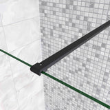 Parete Fissa Doccia Walk In Vetro Temperato Trasparente Anticalcare 6mm con Barra Stabilizzatrice Nero Opaco - Consegna gratuita