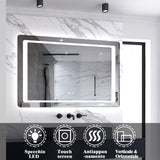 Aica Specchio Quadrato Da Bagno Specchio Cosmetico Con Illuminazione, Anti-appannamento, Luce Bianca Fredda 6000K, IP44 Resistente All'umidità, Vetro Senza Rame 80×60 cm Tipo1 Antiappannamento - Consegna gratuita