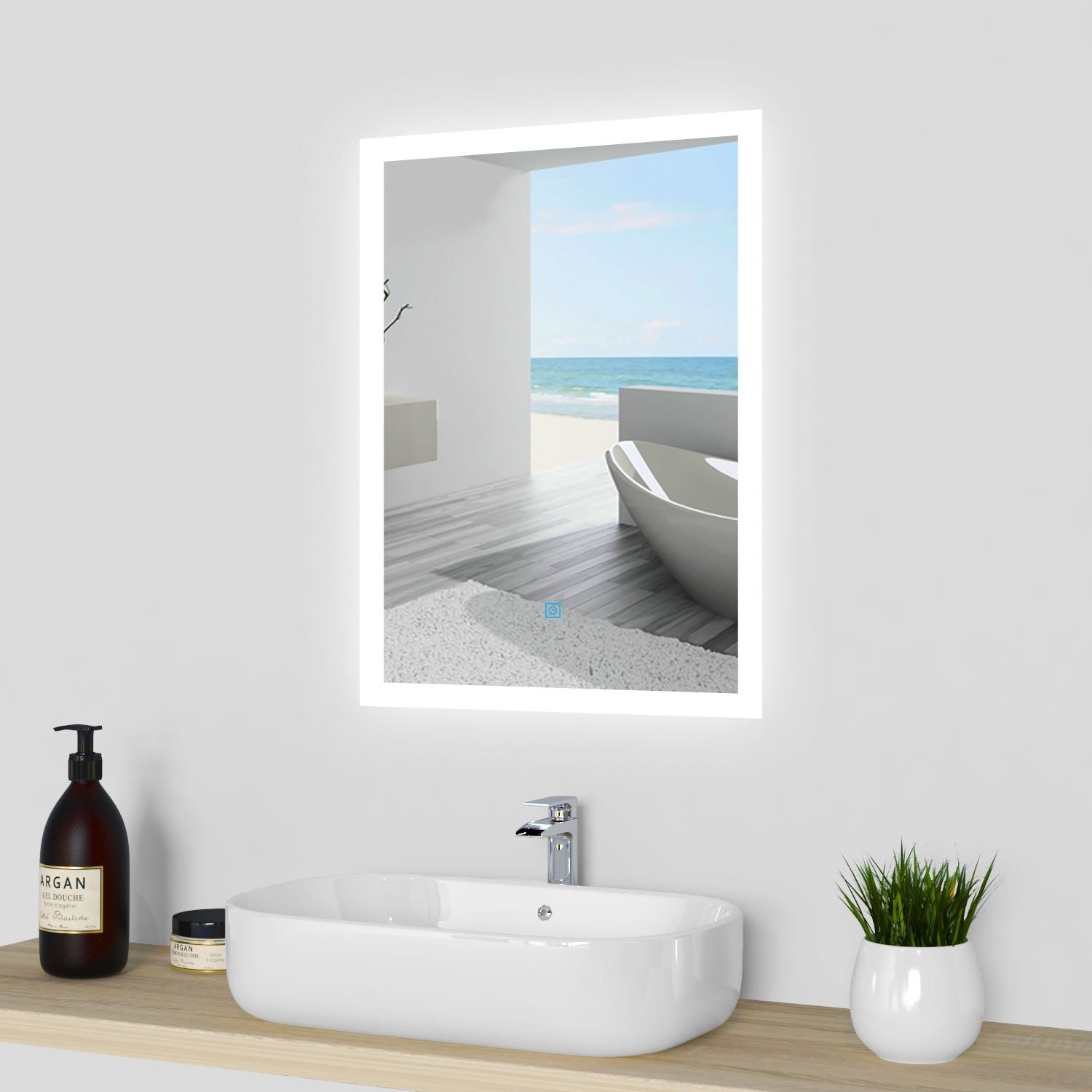 Specchio Quadrato Per Bagno Con Luce LED E Antiappannamento 75x75 Cm Tobie 85185035 Specchio Quadrato Per Bagno Con Luce LED E Antiappannamento 75x75 Cm Tobie 85185035