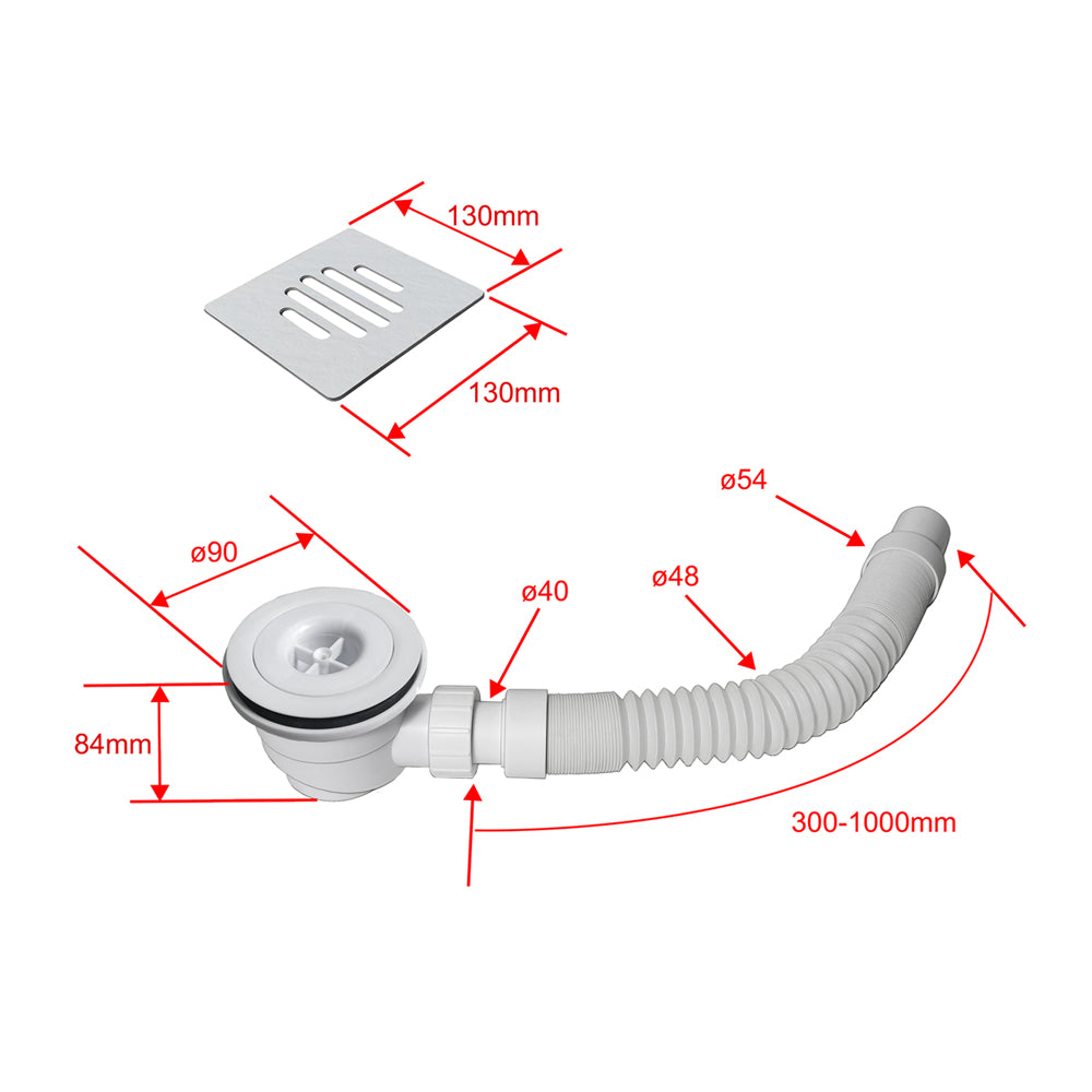 Piatto Doccia Bianco Semicircolare in Pietra Artificiale e Mesina Mista Effetto Ardesia Ruvido Piletta e Tubo inclusi