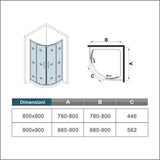 Box Doccia Semicircolare Ante Scorrevoli Vetro Temperato 5mm Trasparente Profilo Nero Opaco - Consegna gratuita