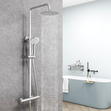 AICA Colonna Doccia con Miscelatore Termostatico, Set Doccia Completo, Soffione Doccia Tondo in Acciaio Inox, Altezza Regolabile, Rubinetto Doccia, Matt Black / Cromato Cromato - Consegna gratuita