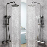 AICA Colonna Doccia con Miscelatore Termostatico, Set Doccia Completo, Soffione Doccia Tondo in Acciaio Inox, Altezza Regolabile, Rubinetto Doccia, Matt Black / Cromato - Consegna gratuita