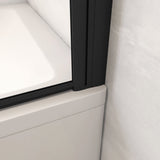 Parete Doccia Per Vasca da Bagno 130x140 cm 3 Ante Movibili Pieghevoli a Libro in Vetro Temperato 6 mm Trasparente Anticalcare Telaio Nero Opaco - Consegna gratuita