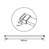 Walk in Doccia Due Pareti Vetro 8mm Temperato Anticalcare Antifrantumi Fascia Opaca Barra Stabilizzatrice 90cm Nera Opaca - Consegna gratuita