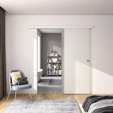 Porta Scorrevole in Vetro da 8mm Temperato Opaco con Pellicola Anti-frantumi con Binario in Alluminio Bianco Verniciato Altezza 225cm - Consegna gratuita