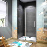 Aica 195 cm Porta Doccia Per Nicchia Apertura Battente Più Paretina Fissa Barra Stabilizzatrice In Vetro 6 mm Temperato Trasparente Anticalcare - Consegna gratuita