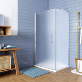 Aica 195cm Box Doccia Angolare Porta Battente con Parete Fissa in Vetro Temperato Satinato Opaco 6mm Anticalcare con Barra Stabilizzatrice 90cm - Consegna gratuita