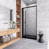 185cm Box Doccia per Nicchia Porta a Soffietto Vetro Temperato 5mm Trasparente Profilo Nero Opaco - Consegna gratuita