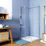 Aica 195 cm Box Doccia Angolare Porta Battente Vetro 6mm Temperato Anticalcare Trasparente con Parete Fissa con 2 Barre Stabilizzatrici Cromo Lucido - Consegna gratuita