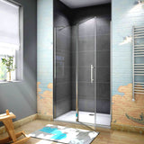 Aica 195 cm Porta Doccia Per Nicchia Apertura Battente Più Paretina Fissa Barra Stabilizzatrice In Vetro 6 mm Temperato Trasparente Anticalcare - Consegna gratuita