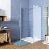 Aica 195cm Box Doccia Angolare Porta Battente con Parete Fissa in Vetro Temperato Satinato Opaco 6mm Anticalcare con Barra Stabilizzatrice 90cm - Consegna gratuita