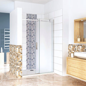 Box Doccia Per Nicchia Porta Scorrevole Ingresso Sinistro Vetro 8mm Temperato Satinato Opaco Anticalcare 195cm