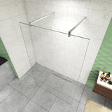 Box Doccia Walk In Parete Fissa in Vetro Temperato da 10mm Trasparente Anticalcare con Doppia Barra Stabilizzatrice da 140cm tagliabile - Consegna gratuita