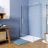 Box Doccia Angolare Porta Battente Pieghevole con Parete Fissa in Vetro Temperato 6mm Anticalcare Barra Stabilizzatrice da 90cm Cromo Lucido - Consegna gratuita