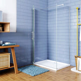 Box Doccia Angolare Porta Battente Pieghevole con Parete Fissa in Vetro Temperato 6mm Anticalcare Barra Stabilizzatrice da 90cm Cromo Lucido - Consegna gratuita