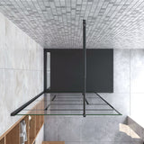 Aica 100-120x200cm Walk In Parete Per Doccia in Vetro Temperato 8mm Anticalcare Serigrafato Nero con Riquadri Barra Stabilizzatrice Nero Opaco - Consegna gratuita