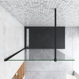 Box Doccia Walk In Parete Fissa in Vetro Temperato da 10 mm Trasparente Anticalcare con Barra Stabilizzatrice 90cm Nero Opaco - Consegna gratuita