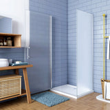 195cm Box Doccia Angolare Porta Battente con Parete Fissa con Barra Stabilizzatrice in Vetro Temperato Satinato Opaco 6mm Anticalcare Cromo Lucido - Consegna gratuita