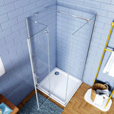 Aica 195 cm Box Doccia Angolare Porta Battente Vetro 6mm Temperato Anticalcare Trasparente con Parete Fissa con 2 Barre Stabilizzatrici Cromo Lucido - Consegna gratuita