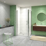 195cm Box Doccia Angolare Porta Battente Saloon Parete Fissa Vetro da 6mm Temperato Anticalcare Barra Stabilizzatrice 45cm Cromo Lucido - Consegna gratuita