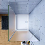 195cm Box Doccia Angolare Porta Battente con Parete Fissa con Barra Stabilizzatrice in Vetro Temperato Satinato Opaco 6mm Anticalcare Cromo Lucido - Consegna gratuita