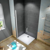 Aica WALK IN Parete Doccia Movibile Girevole Verso Interno e Esterno in Vetro 5 mm Trasparente Temperato Telaio Bianco Argenteo Opaco 75x185 - Consegna gratuita