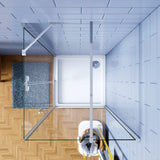 Aica 195cm Box Doccia Angolare Porta Battente con Parete Fissa Vetro 6mm Temperato Anticalcare Trasparente con 2 Barre Stabilizzatrici Cromo Lucido - Consegna gratuita