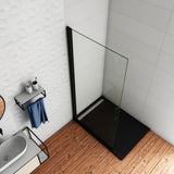 WALK IN Parete Doccia Movibile Battente Verso Interno e Esterno in Vetro 8 mm Trasparente Temperato Anticalcare Telaio Nero Opaco - Consegna gratuita