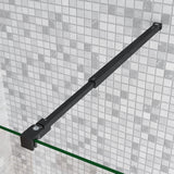 Box Doccia Walk In Parete Fissa in Vetro Temperato da 10mm Trasparente Anticalcare Barra Stabilizzatrice Nero Opaco - Consegna gratuita