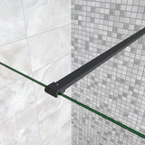 Aica Parete Fissa Doccia Walk In 40-120x200cm in Vetro 8 mm Temperato Trasparente Anticalcare Con Barra Stabilizzatrice Profilo Nero Opaco - Consegna gratuita